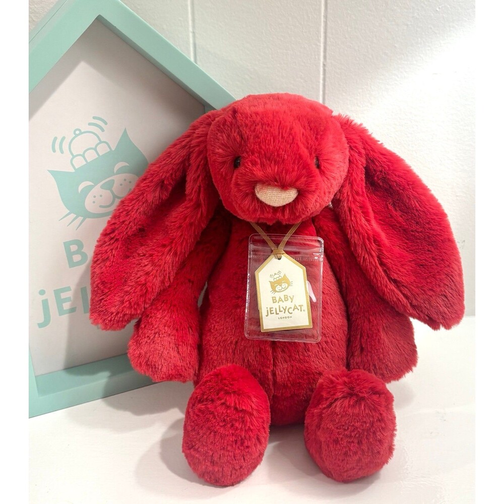 Jellycat Scarlett Red Luxe bashful Bunny BNWT❗️ misprinted “baby” tag RARE